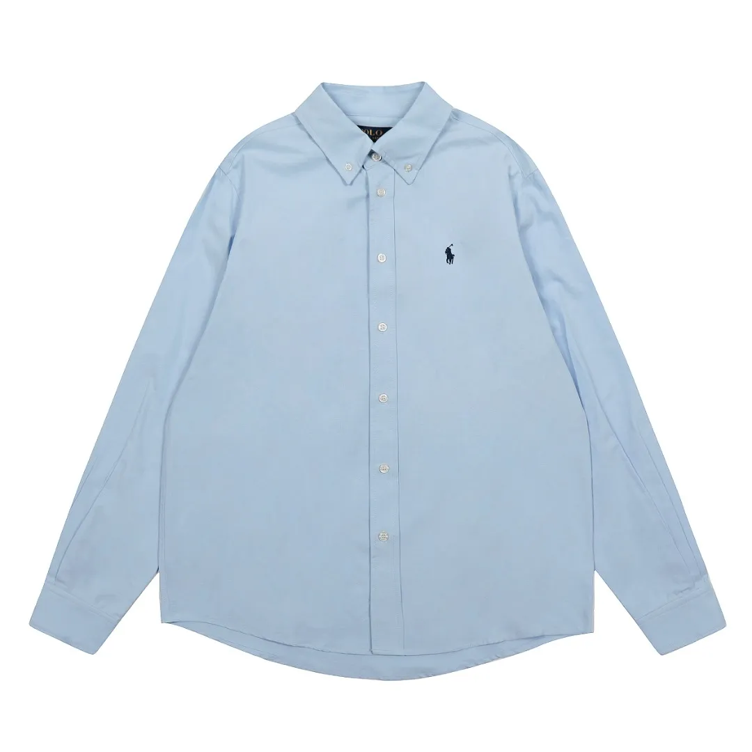 P250 Top quality" Style number: 8086# [Ralph Lauren classic basic evergreen versatile shirt long sleeves for all seasons] ✅Ralph Lauren classic Oxford spun old money style unisex couple shirt long sleeves ✅Top ceiling quality ZP original development. You can compare the real thing with the market version at will. ✅Using the original custom-woven and dyed pure cotton Oxford spinning, strong three-dimensional effect, breathable and anti-wrinkle material, comfortable upper body. ✅Washing treatment, tight and soft texture, full and exquisite embroidery. Excellent sense of quality ✅Simple and versatile, perfect for lazy people to wear. This is the charm of shirts. Basic and classic. ✅The upper body looks much better than the real thing. It can be worn alone or worn in all seasons. It is highly recommended for couples. Size: S-XL. Color: Navy blue, white, pink, light blue, khaki, charcoal gray.